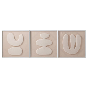J-Line tableaux - MDF - écru/blanc - assortiment de 3