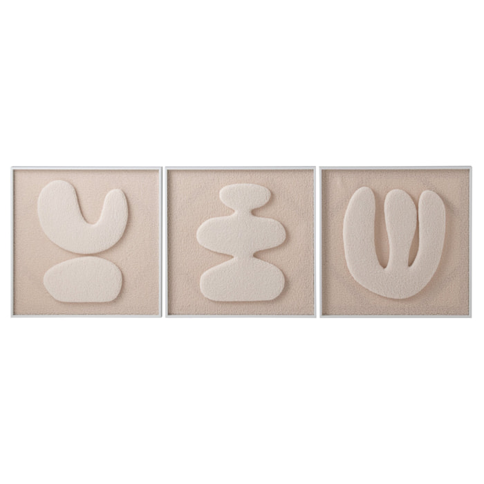 J-Line tableaux - MDF - écru/blanc - assortiment de 3