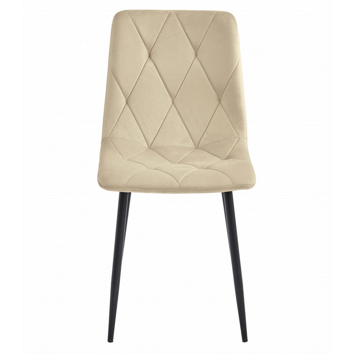 Sedia Libra in velluto beige con gambe nere
