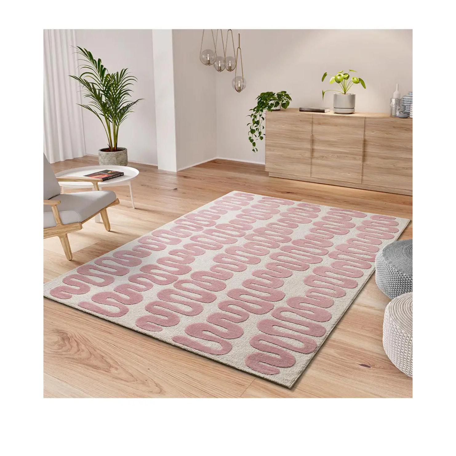 FLASHY Alfombra moderna de pelo corto rosa, varias medidas disponibles.