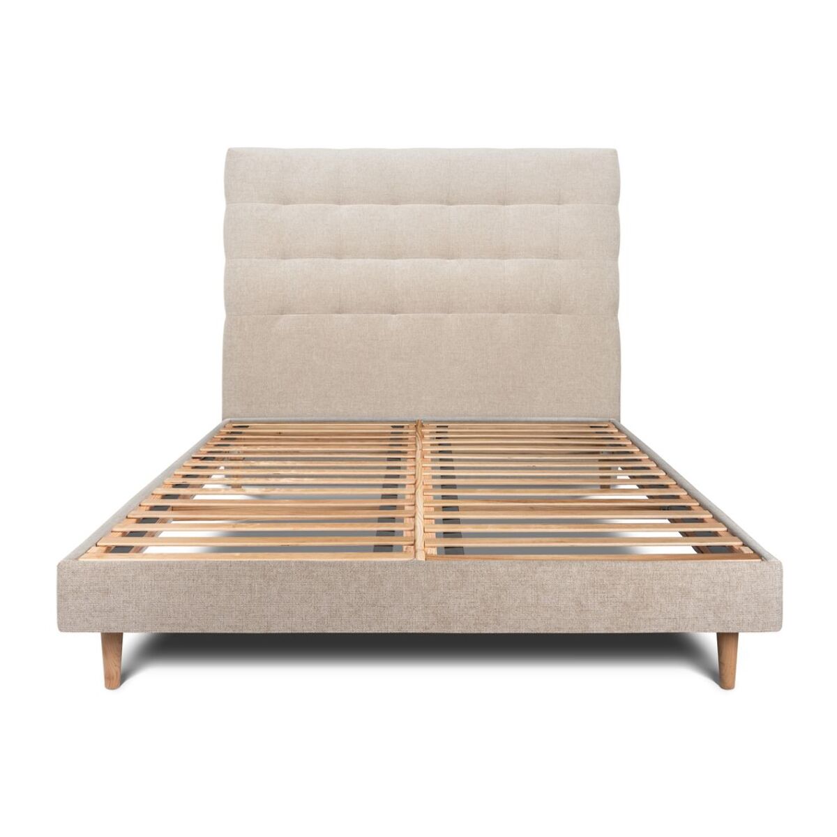 Lit avec tête de lit capitonnée tissu et sommier kit Ep14