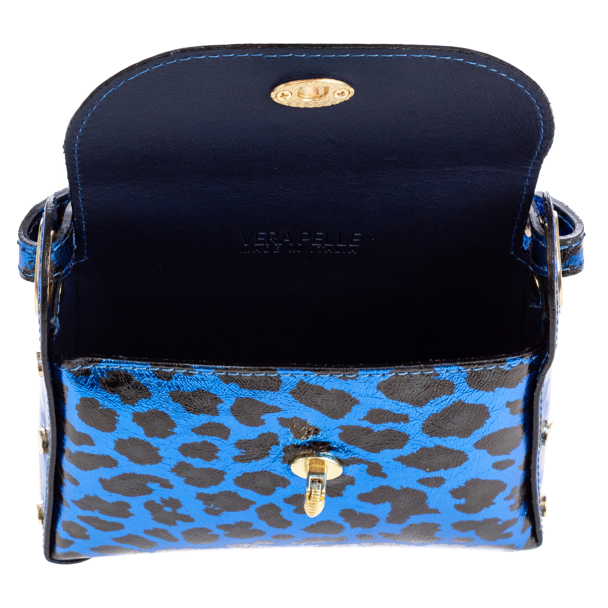 Aquileia bolso de mano mujer. Piel auténtica Gamuza con estampado animal print leopardo lacada brillante.