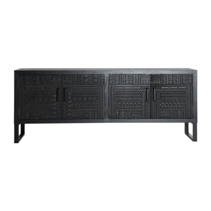 Mueble tv de madera de fresno en color negro de 152x35x61cm