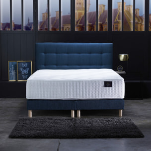Ensemble Callisto + tête de lit capitonnée - Matelas Mousse Haute Résilience Mémoire de forme