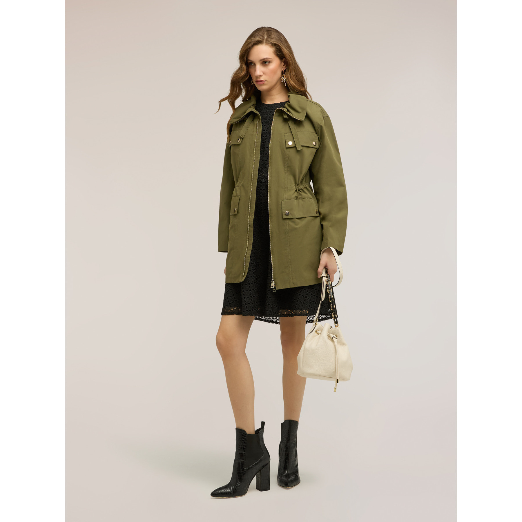 Motivi - Parka con coulisse misto cotone - Verde militare
