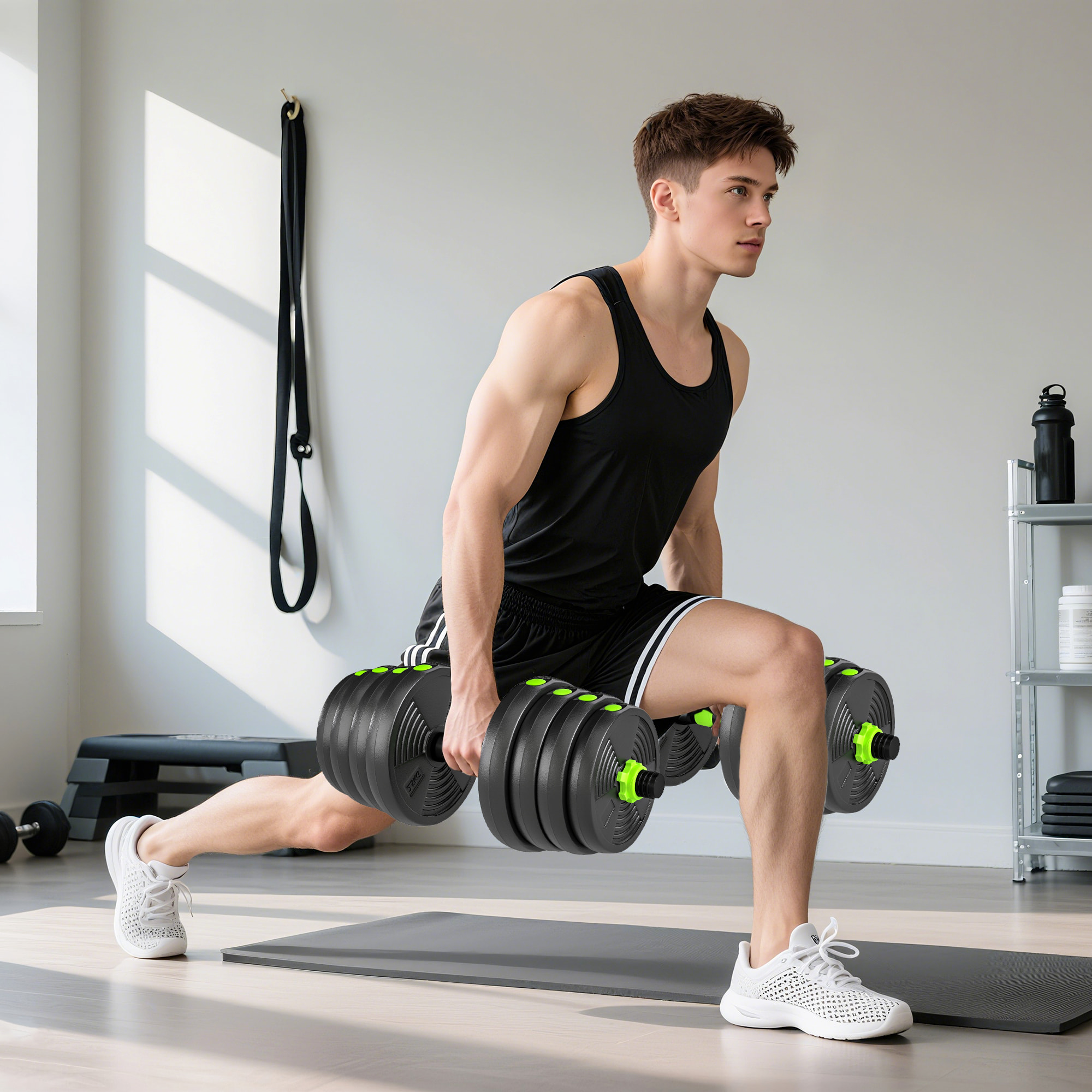 Juego de Mancuernas Ajustables, 3 en 1, 30kg, Juego de Pesas con Barras de Conexión y Mangos Antideslizantes, Pesas y Mancuernas para Hombres y Mujeres, Ejercicio de Fitness, Gimnasio en Casa