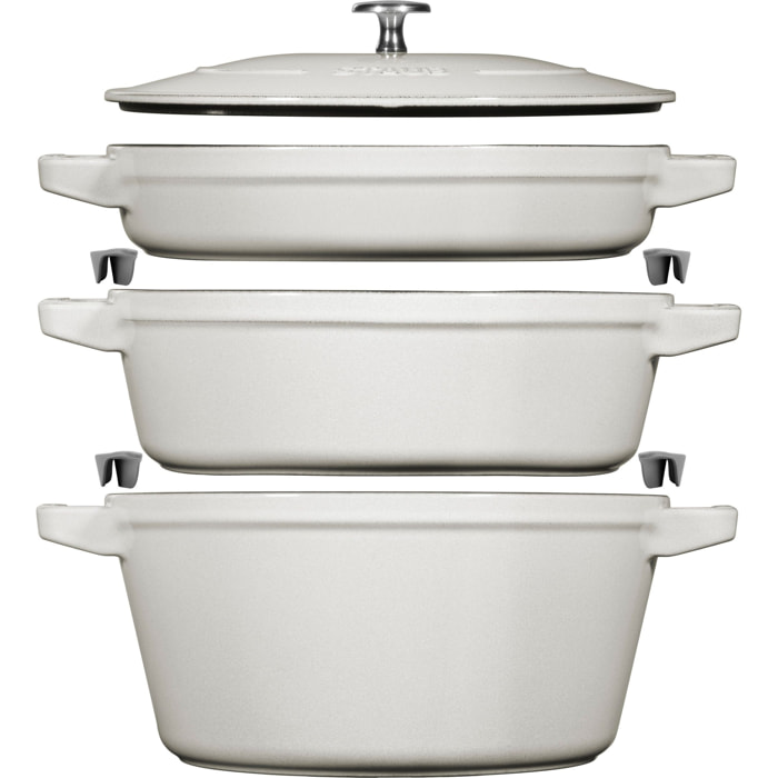 3-pcs, Set empilable, Truffe blanche