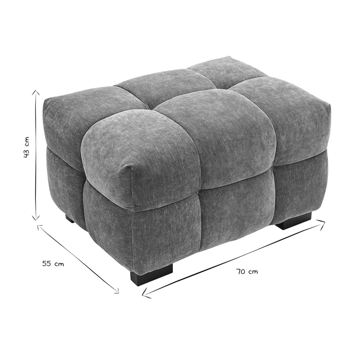 Pouf repose-pieds design en tissu effet velours terre brûlée CORTO