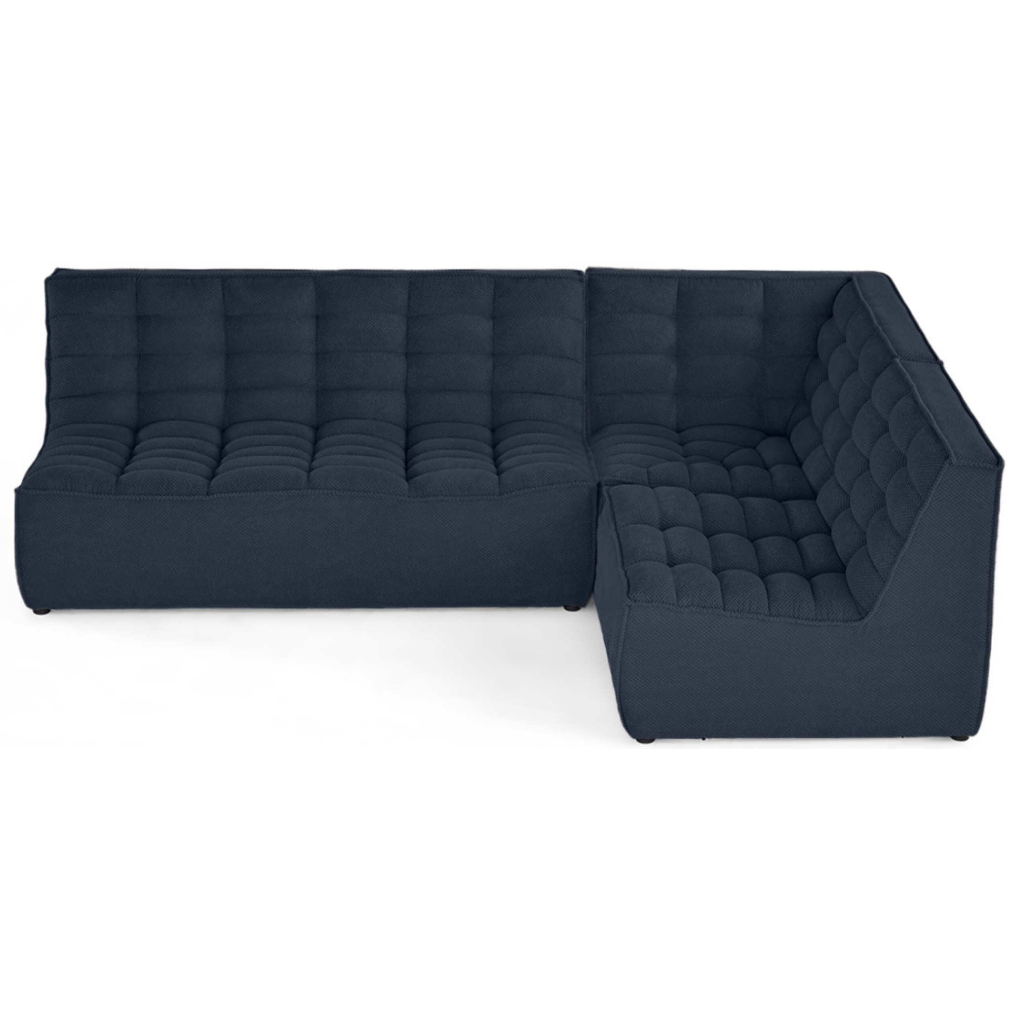 Ellie - canapé modulable d'angle réversible 4 places en velours texturé - Bleu marine