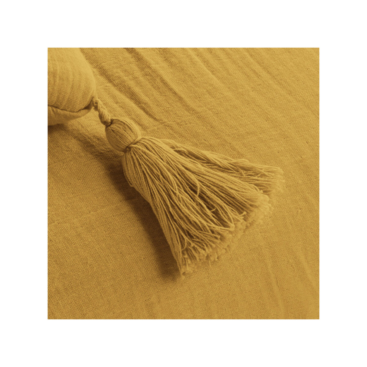 Coussin en gaze de coton 40 x 40 cm à pompons - 10 coloris - GAIA