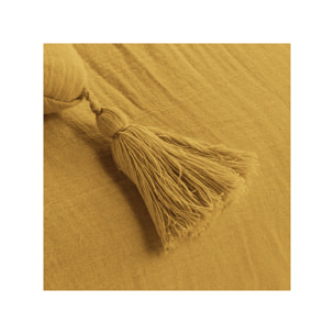 Coussin en gaze de coton 40 x 40 cm à pompons - 10 coloris - GAIA