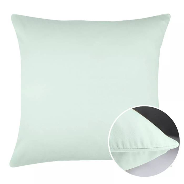 Taie d'oreiller satin de coton 115 g/m² uni bleu Ava uni lagon
