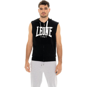 Felpa da uomo con cappuccio e zip senza maniche non felpata Leone Basic