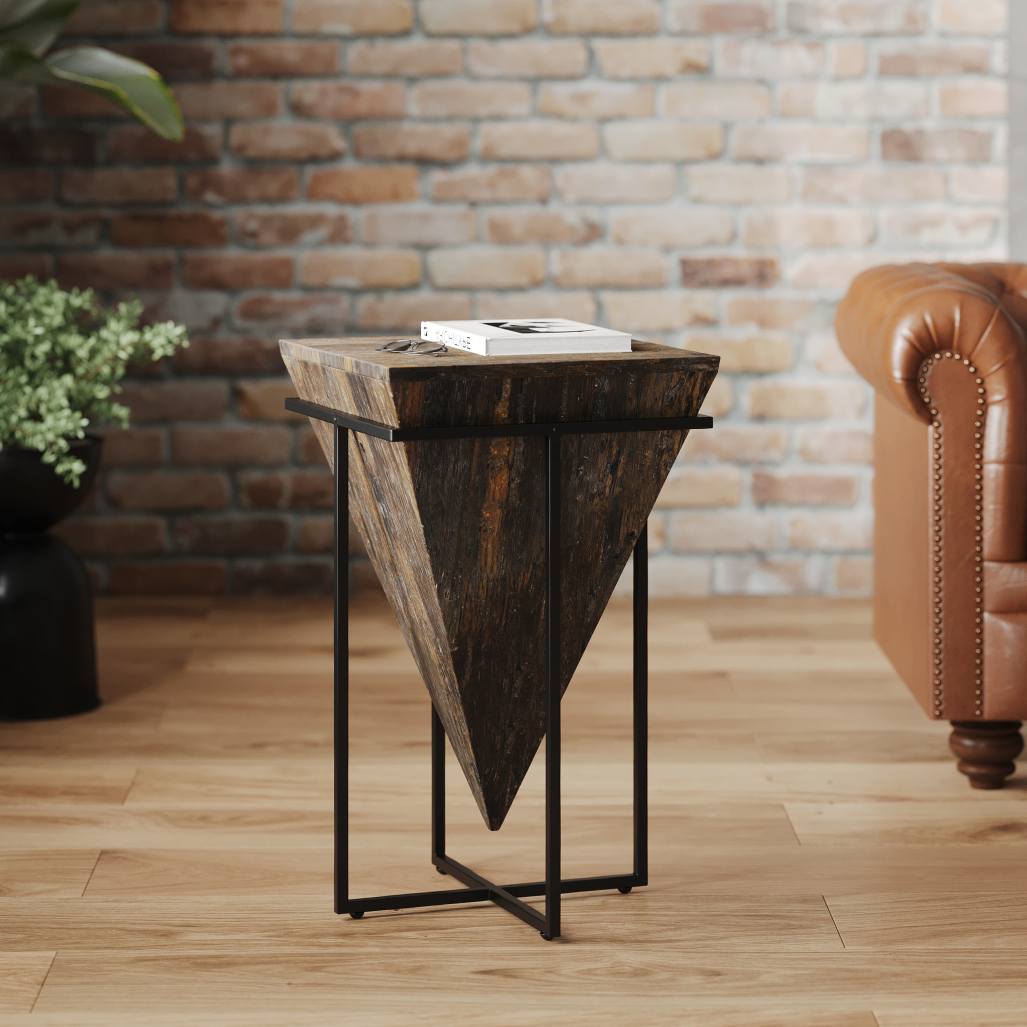 Grande table d'appoint en bois et métal - Shanghai
