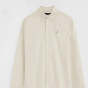 Camisa oxford beige de corte regular y logo Rigby Go