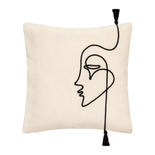 Housse de coussin "Visage" blanc ivoire 40x40cm