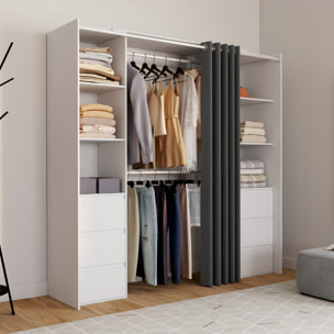 Dressing Justine extensible 120-180cm 6 tiroirs blanc