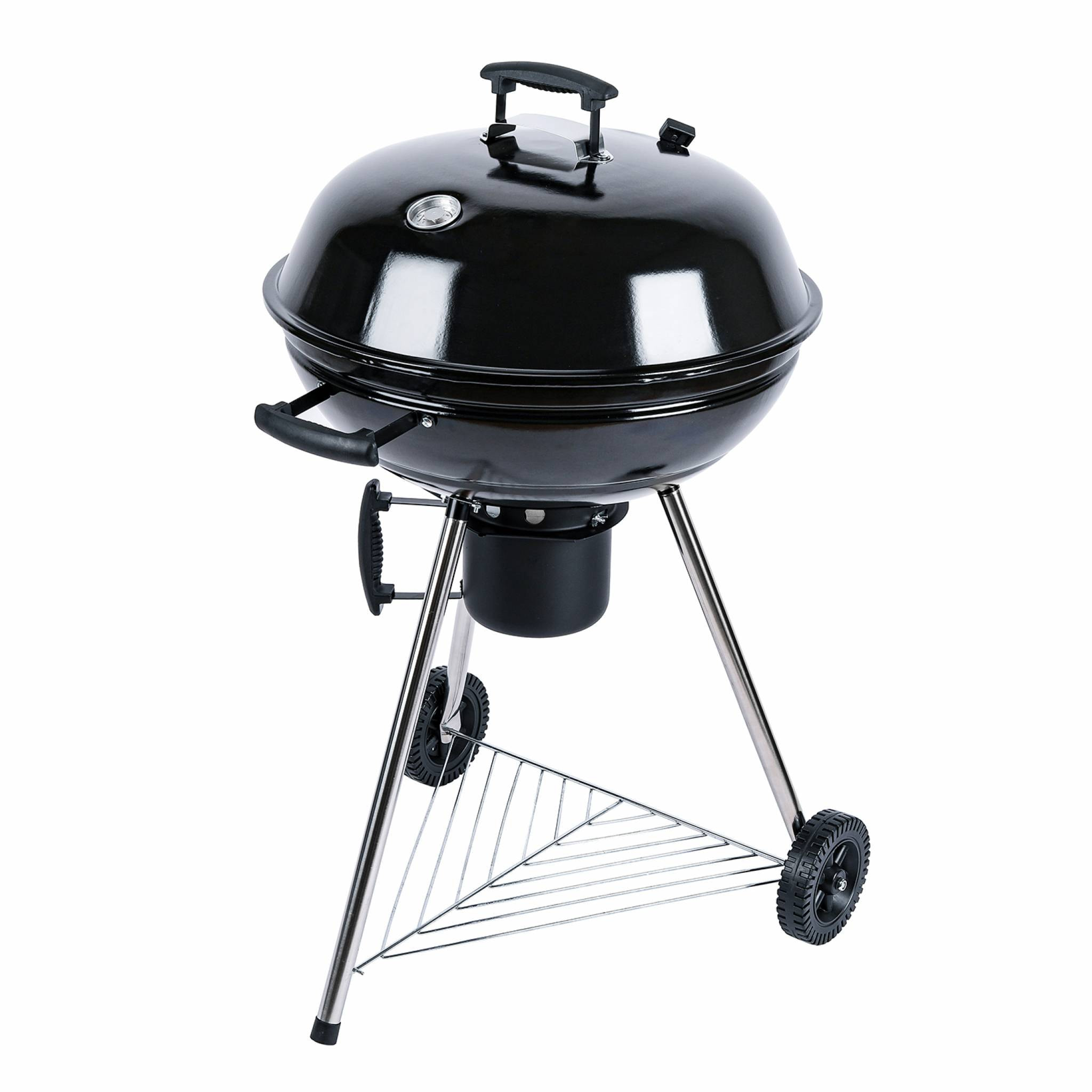 Barbecue charbon de bois Ø57cm - Georges - Noir émaillé. barbecue avec aérateurs. émaillé. fumoir. récupérateur de cendres