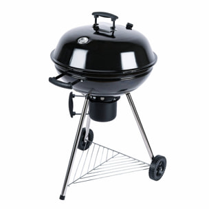 Barbecue charbon de bois Ø57cm - Georges - Noir émaillé. barbecue avec aérateurs. émaillé. fumoir. récupérateur de cendres
