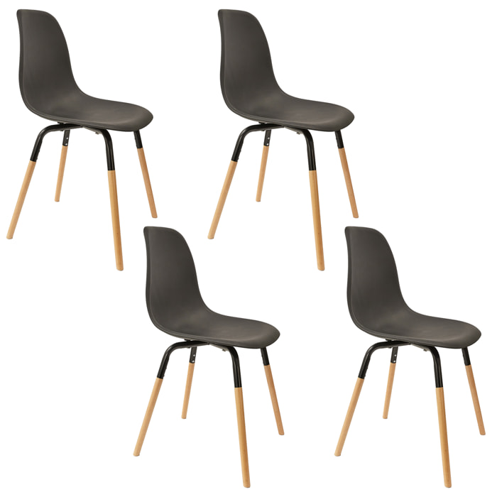 Chaise Scandinave Phenix Noir - Lot De 4