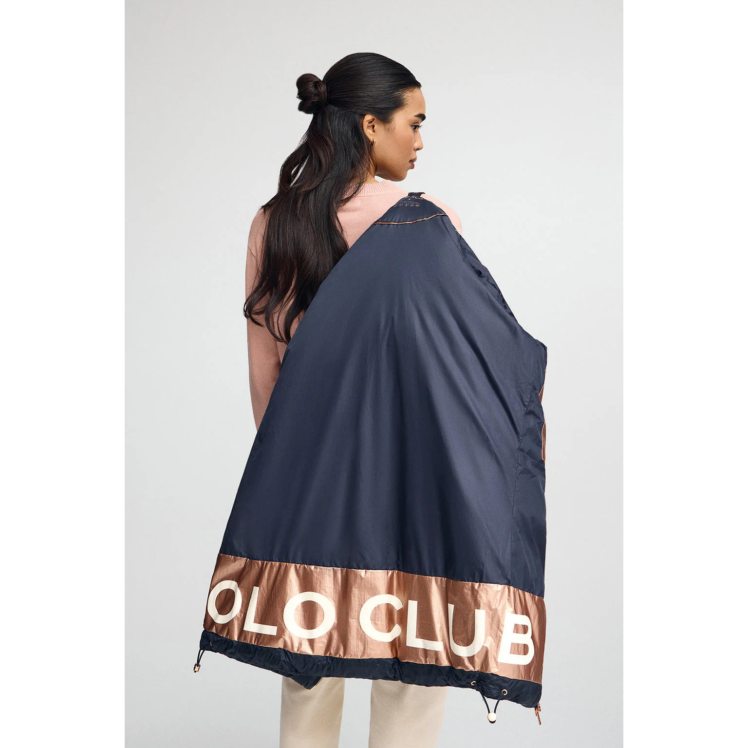 Giaccone Ingrid Coat blu marino con logo Polo Club