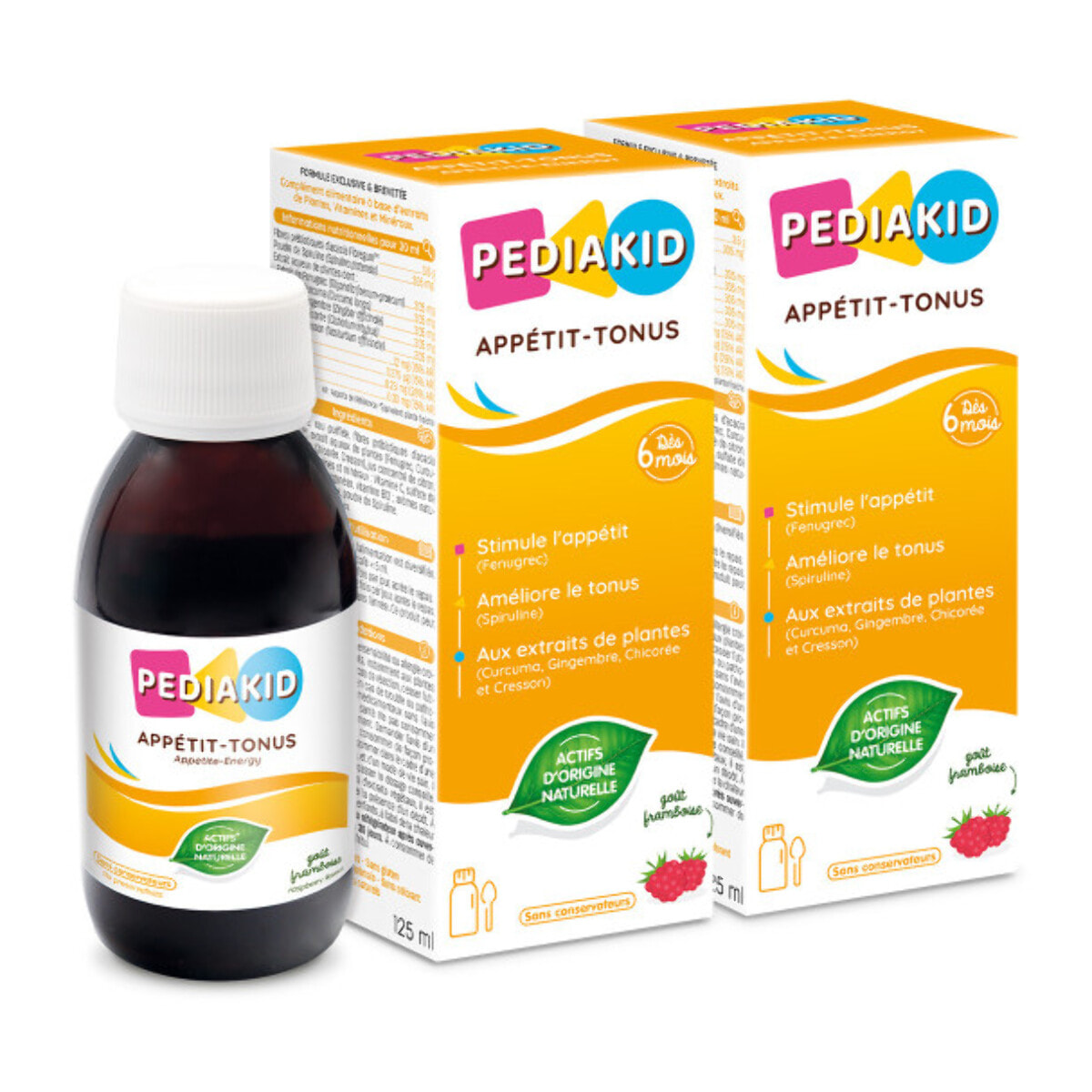 PEDIAKID - Sirop Appétit-Tonus - Complément Alimentaire Naturel - Formule Exclusive au Sirop d'Agave - Stimule l'Appétit - Aide à la Prise de Poids - Lot de 2 flacons de 125 ml