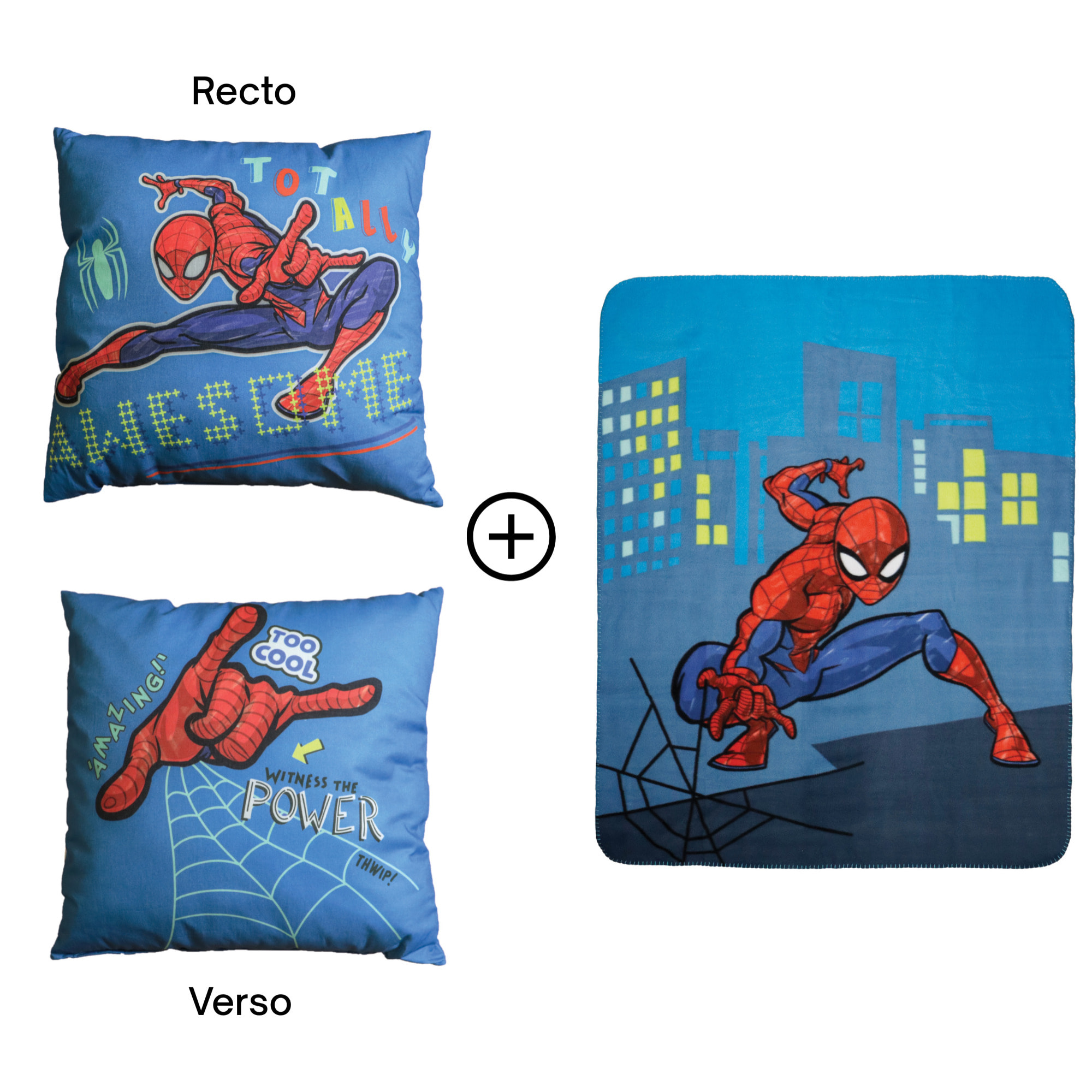 Ensemble Plaid et Coussin, SPIDERMAN HERO