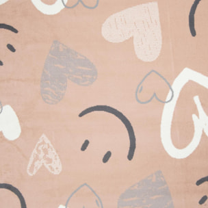 Tapis enfant motif cœurs et smileys, design ludique et joyeux