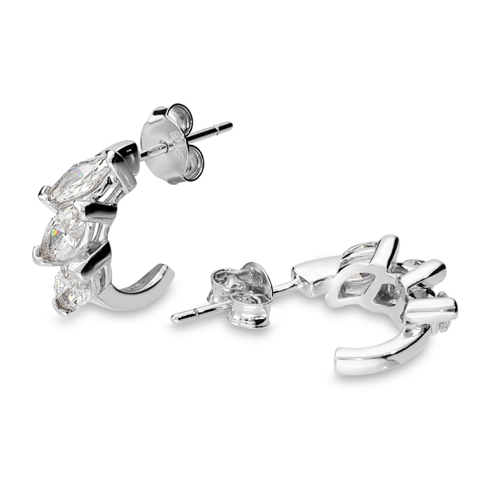Orecchini a Lobo in Argento 925 con Cubic Zirconia Taglio Marquise