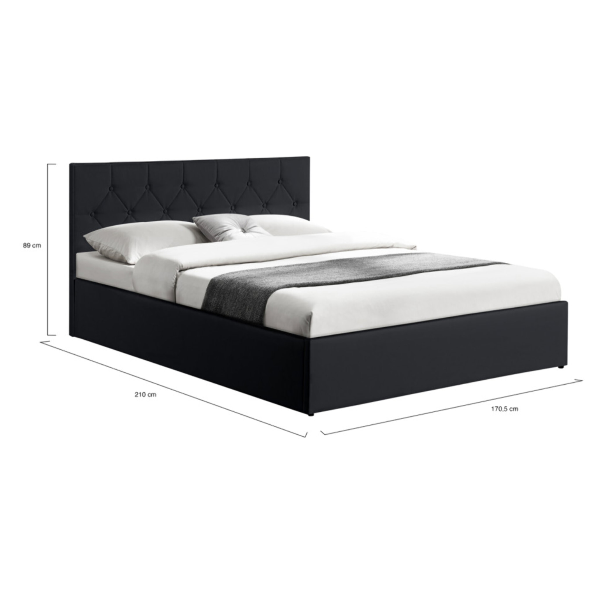 Lit coffre Hanna 160x200cm simili cuir noir