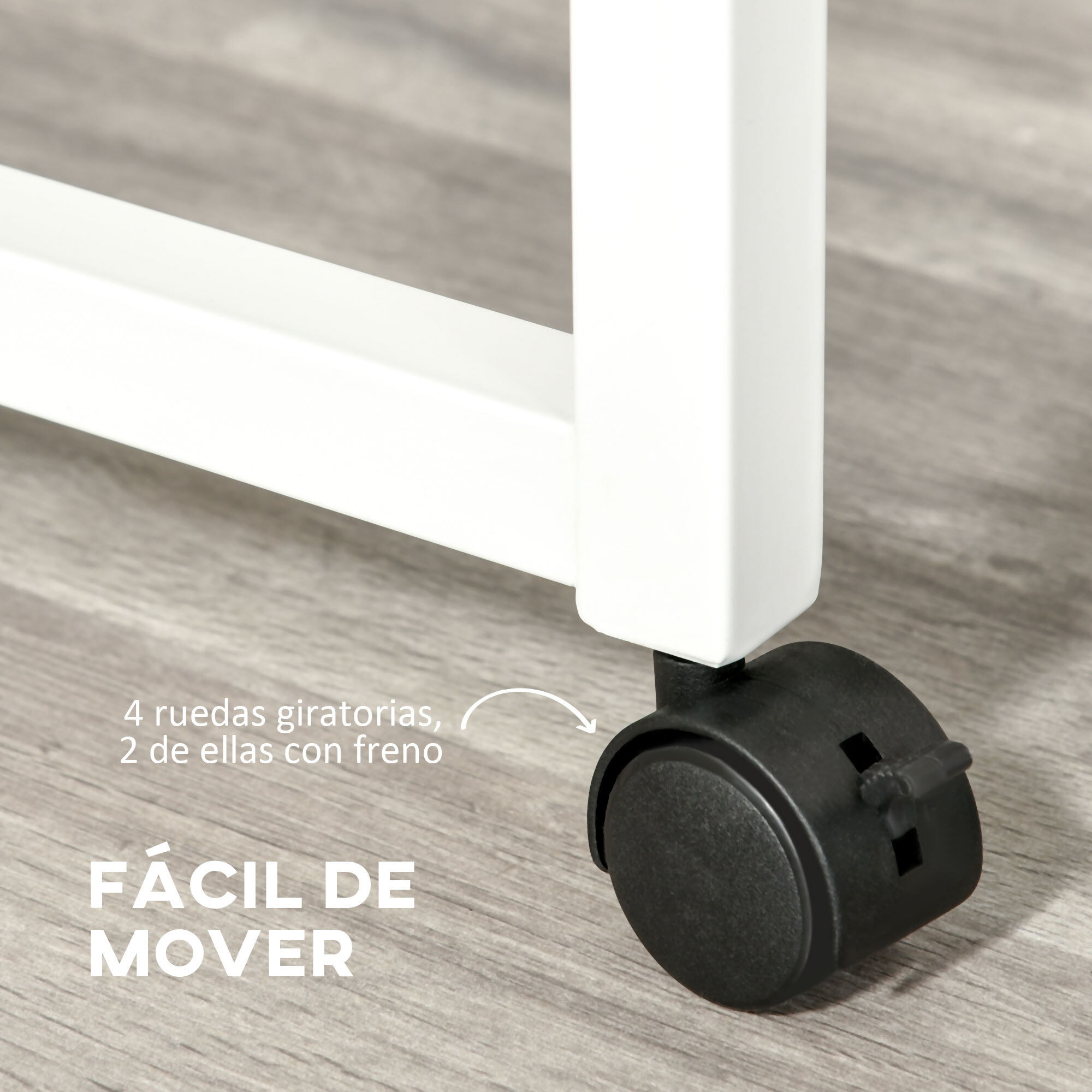 Escritorios Apilables Conjunto de 2 Mesas Escritorio para Ordenador Portátil con Ruedas 2 Cajones para Oficina 100x36x88 cm Blanco