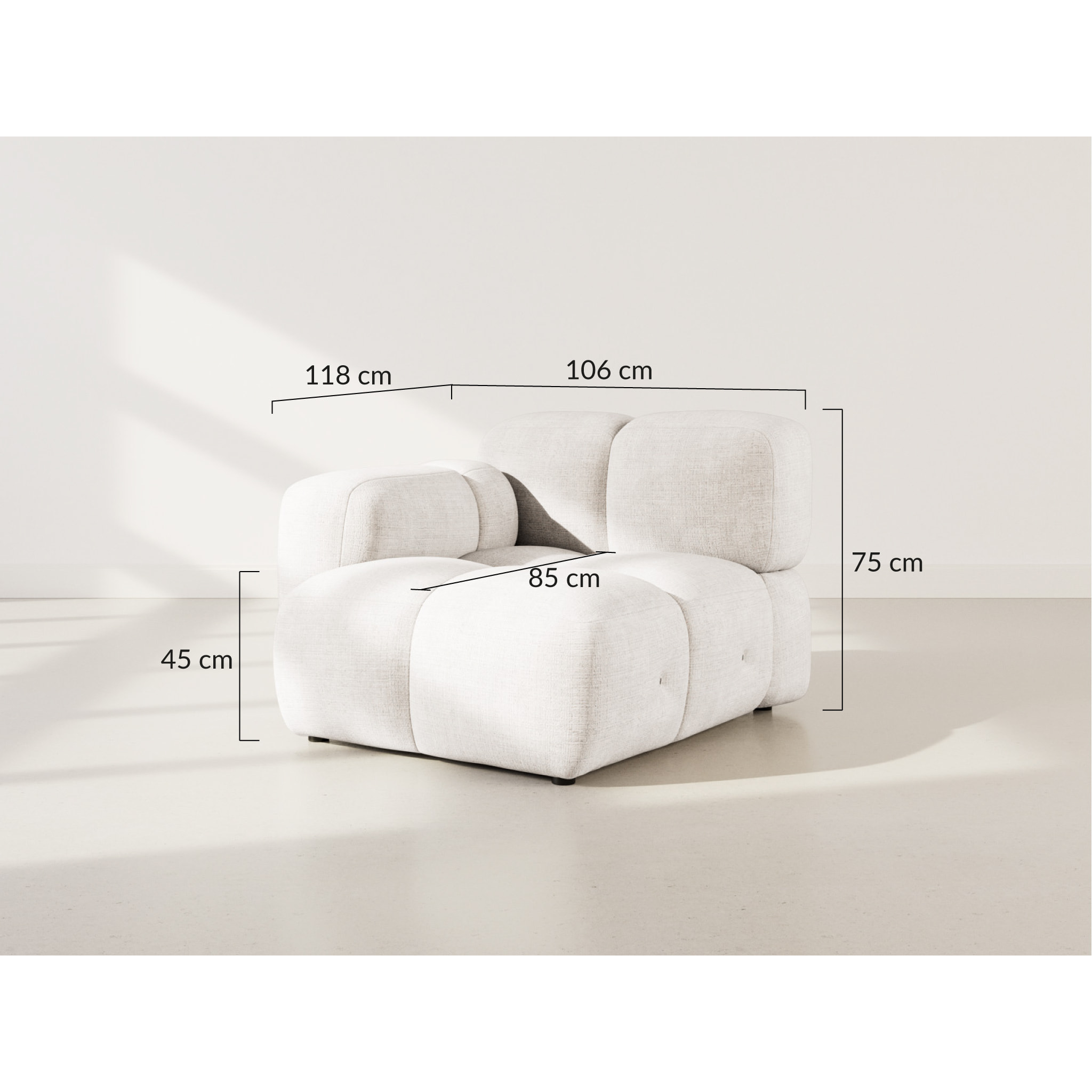 Grace - module d'assise gauche en velours texturé - Vert Olive