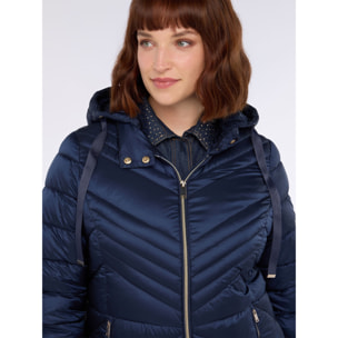 Fiorella Rubino - Piumino trapuntato disegno chevron con cappuccio - Blu