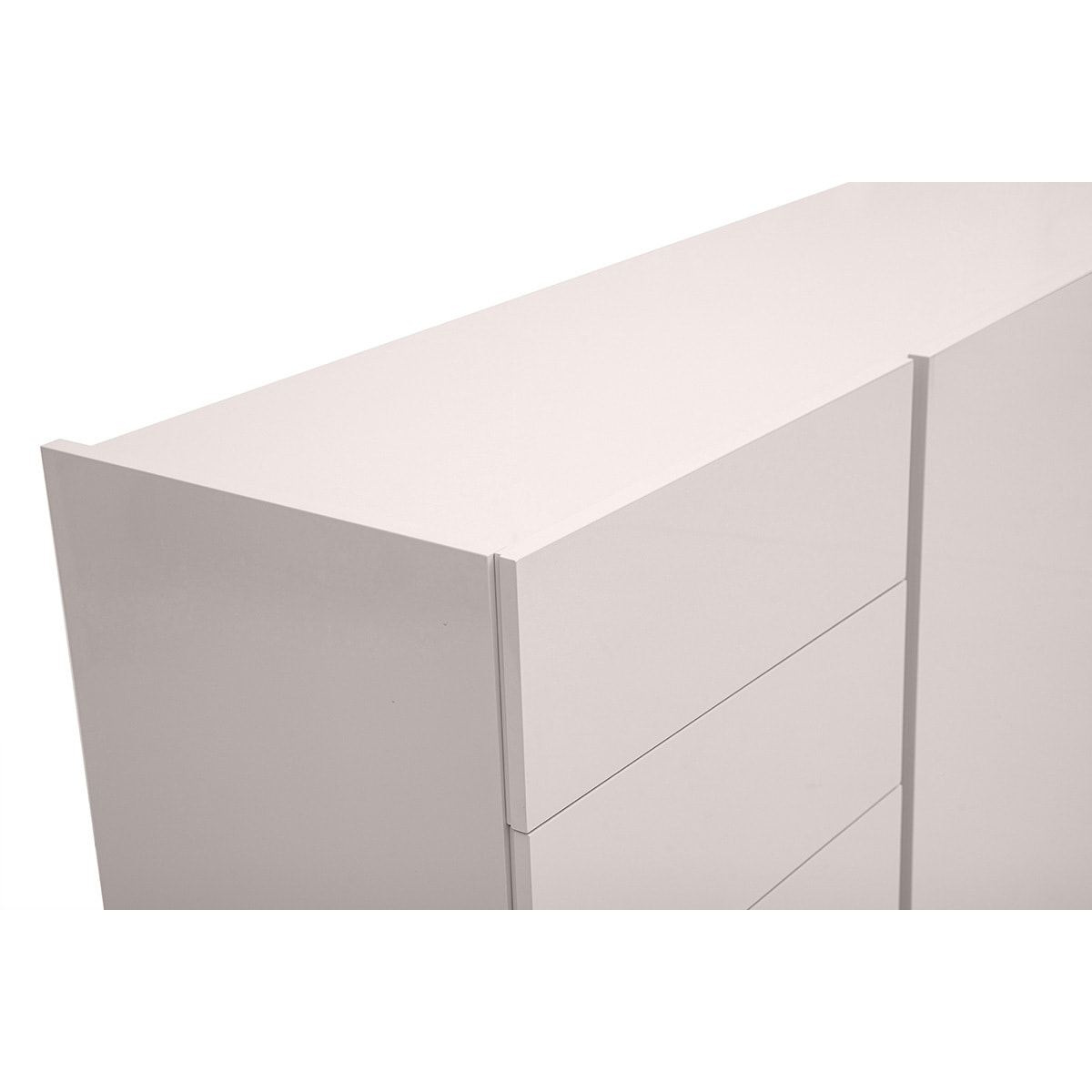 Buffet beige laqué brillant 3 portes 4 tiroirs L200 cm ISAURE