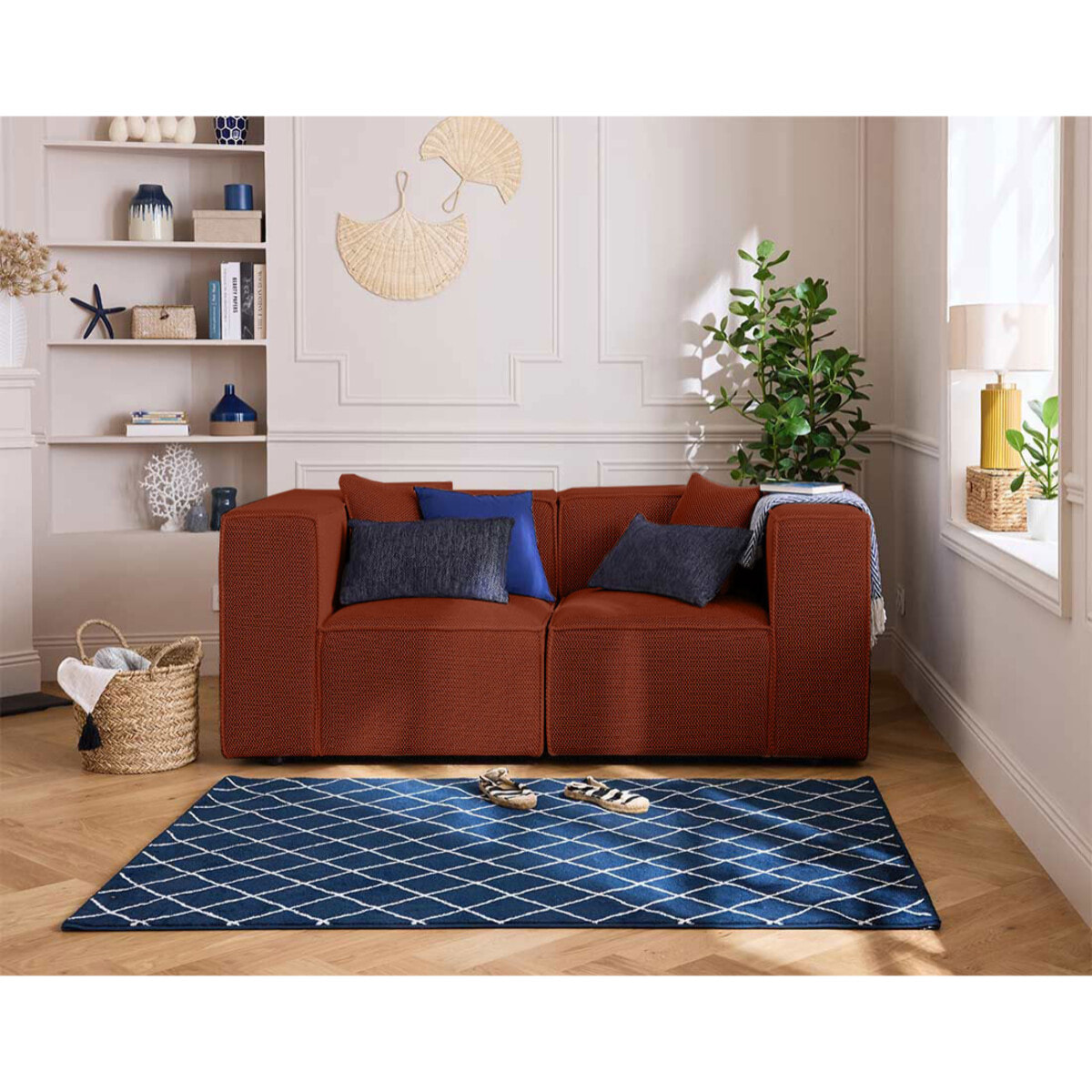 Arty - module d'assise d'angle réversible - en tissu mailles 3D - Terracotta