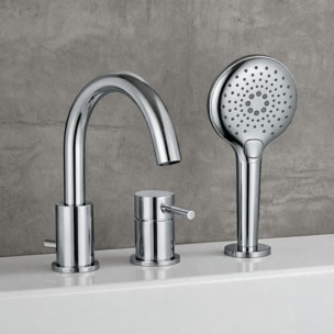 Mitigeur bain douche mécanique 3 trous + douchette 3 jets PAINI Cox chromé