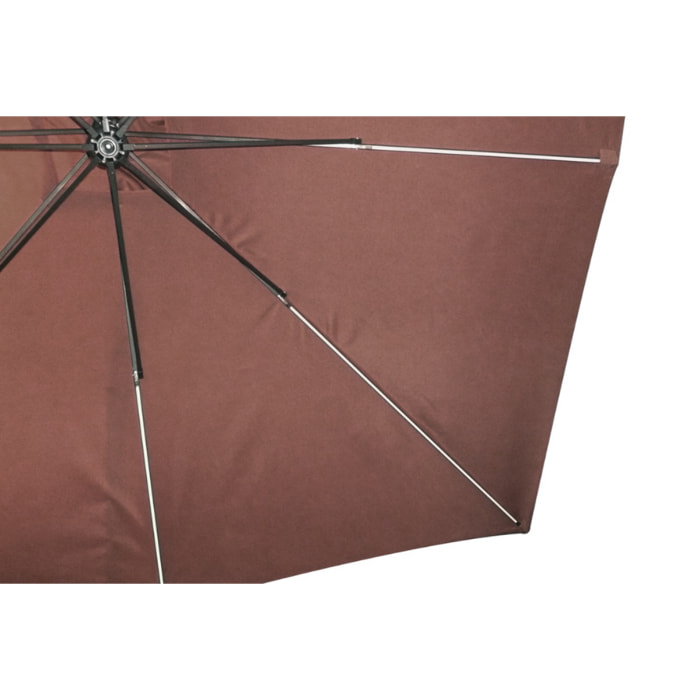 Parasol Néon LED déporté 3x3m chocolat DAVAGNA