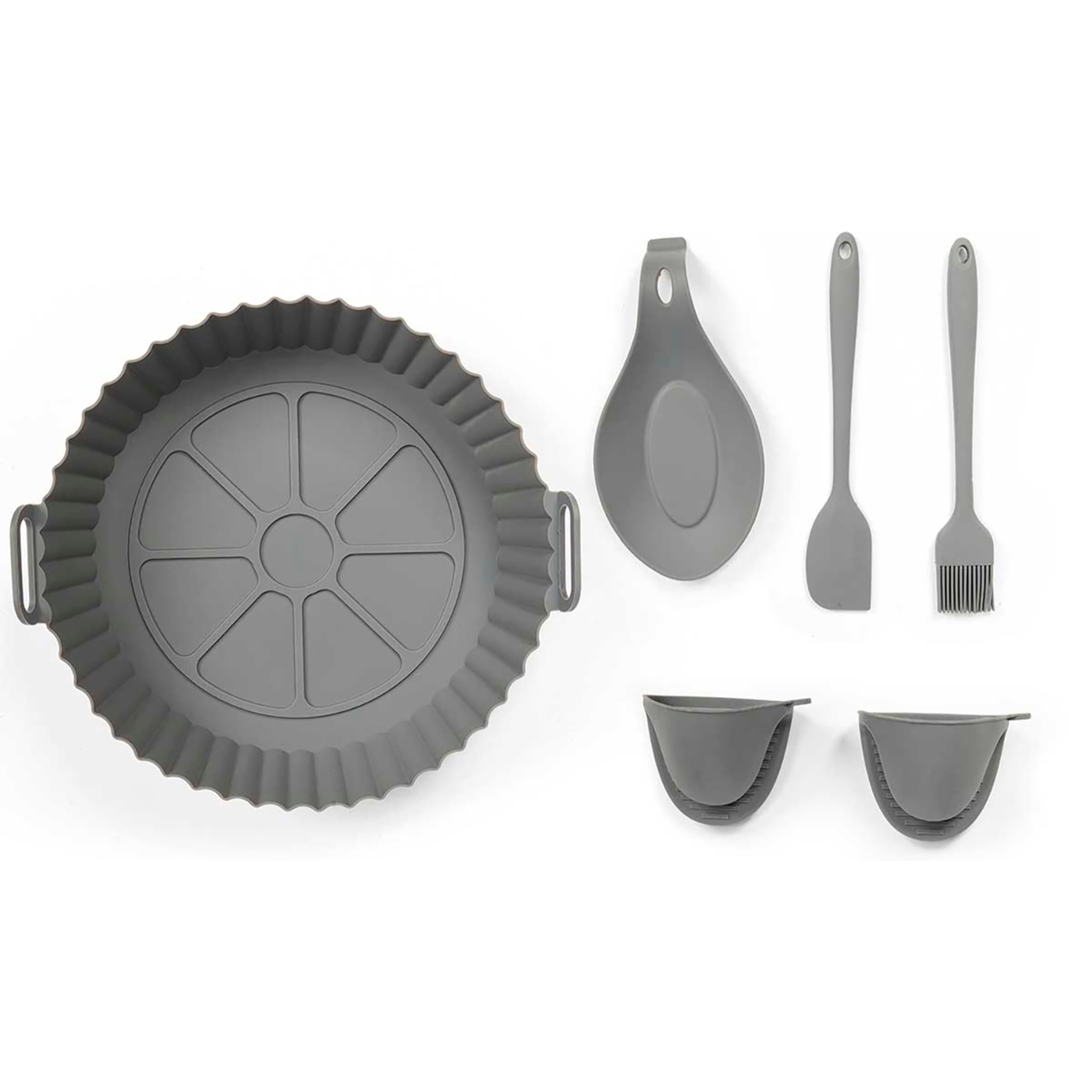 Set di 6 utensili in silicone per friggitrice ad aria.