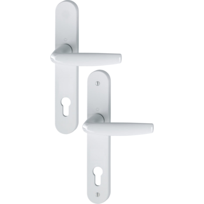 Ensemble de porte plaque large Atlanta HOPPE Blanc 9016 - Clé i - entr.92 C8 ép.68/77 - 282416
