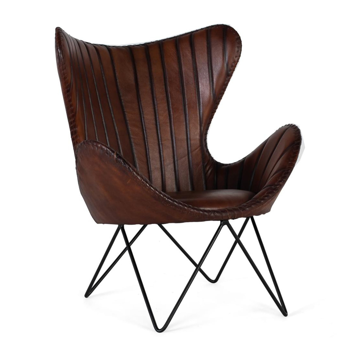 Sillón de Piel 83 Cm Estilo Industrial Vintage
