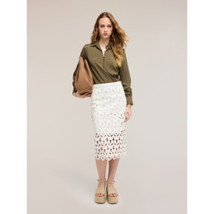 Motivi - Blusa con colletto in raso - Verde militare