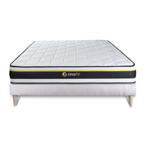 Ensemble - Matelas Mousse haute densitée avec micro-cellules d'air 19cm d'épaisseur - 7 zones de confort - Confort très ferme - Sommier tapissier en kit - 2 places