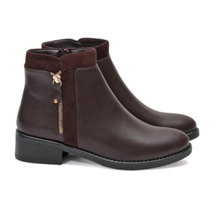 Stivaletti in simil pelle con lampo dorata