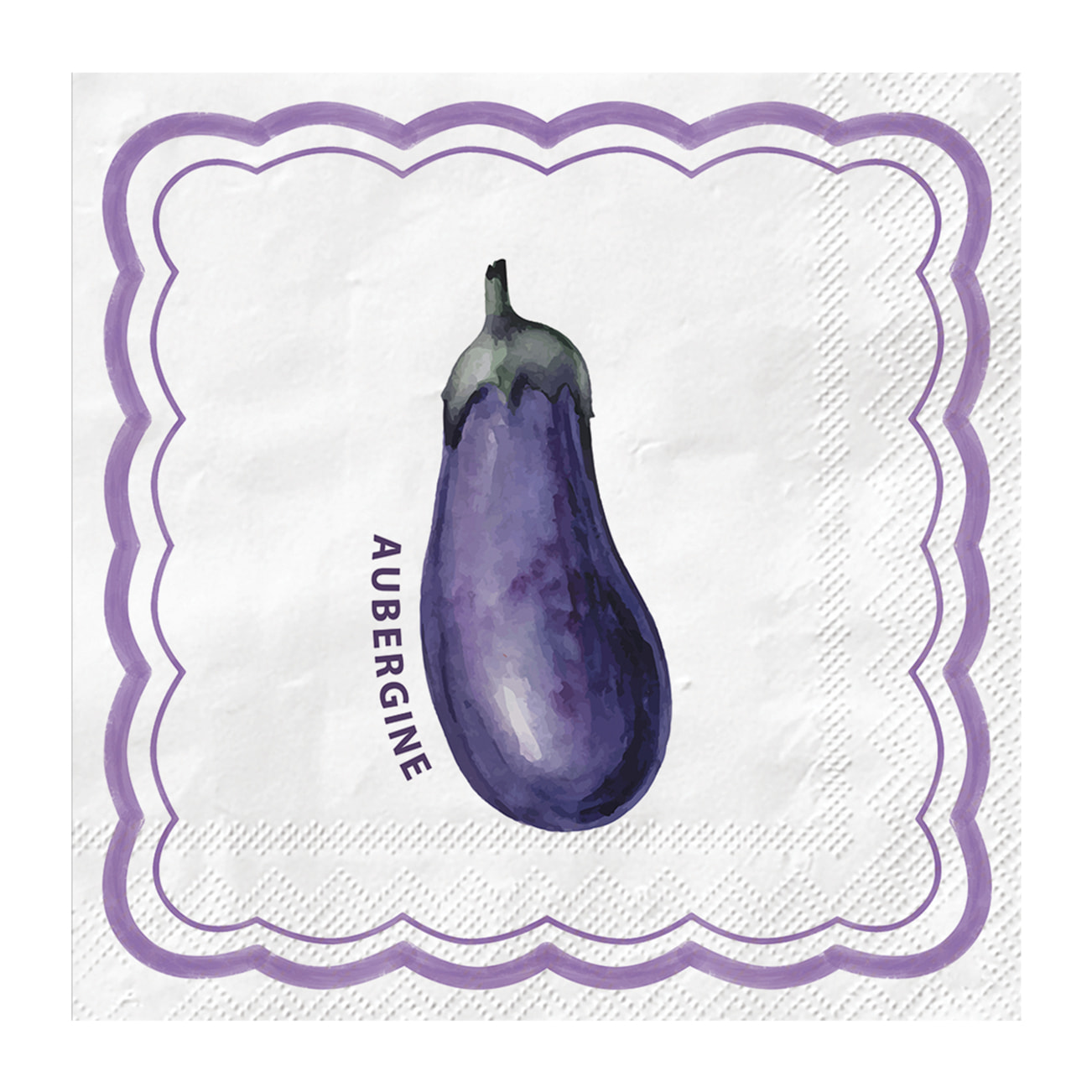 Lot de 20 serviettes en papier motif aubergine et petit pois - Violet