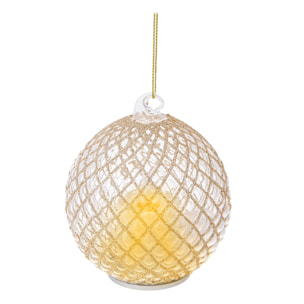 Sfera Rete con Candela Led - Pezzi 6 - Colore Dorato - 10x10Hx10cm - Bianchi Dino