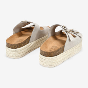 Sandalias de plataforma beige en piel
