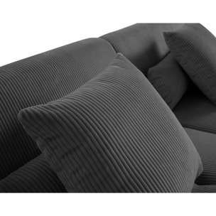 Onyx - canapé panoramique d'angle gauche 7 places - en velours côtelé - Gris foncé