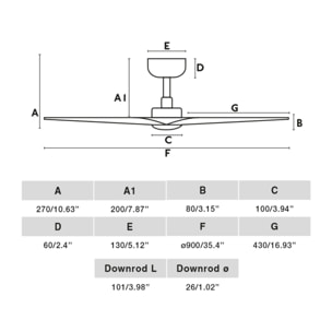 HEY S LED ventilatore da soffitto bianca