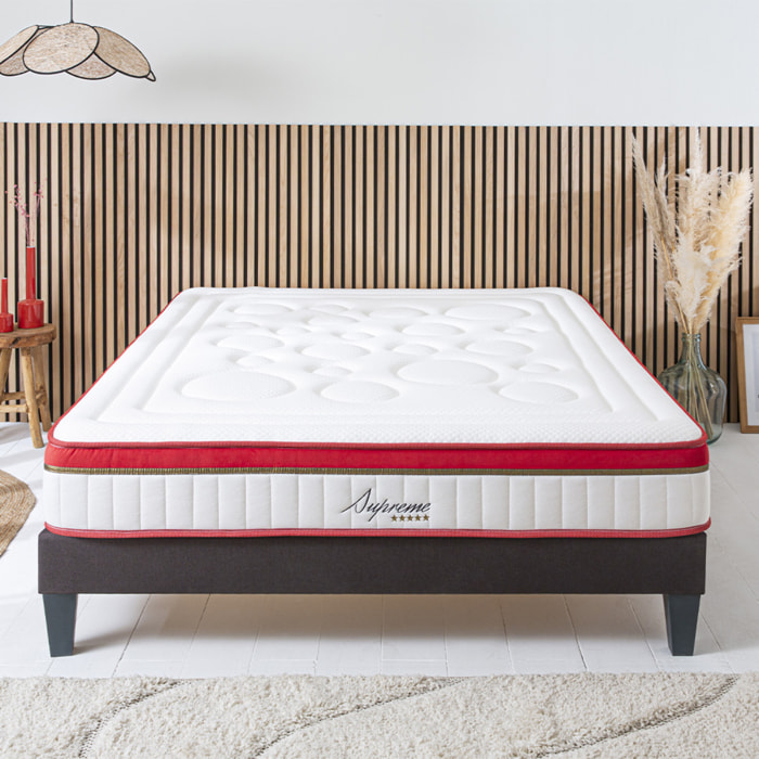 Ensemble Matelas Supreme avec Sommier Tissus Gris | 1 Place