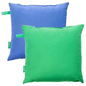 Set de 2 cojines de 45x45cm azul+verde 200gsm benetton